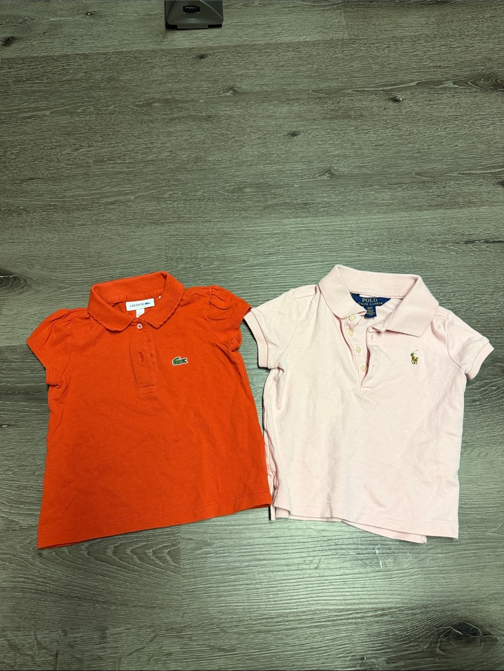 Girls Polo Bundle Sz 2T - Lacoste Orange Polo & Ralph Lauren Baby Pink Polo